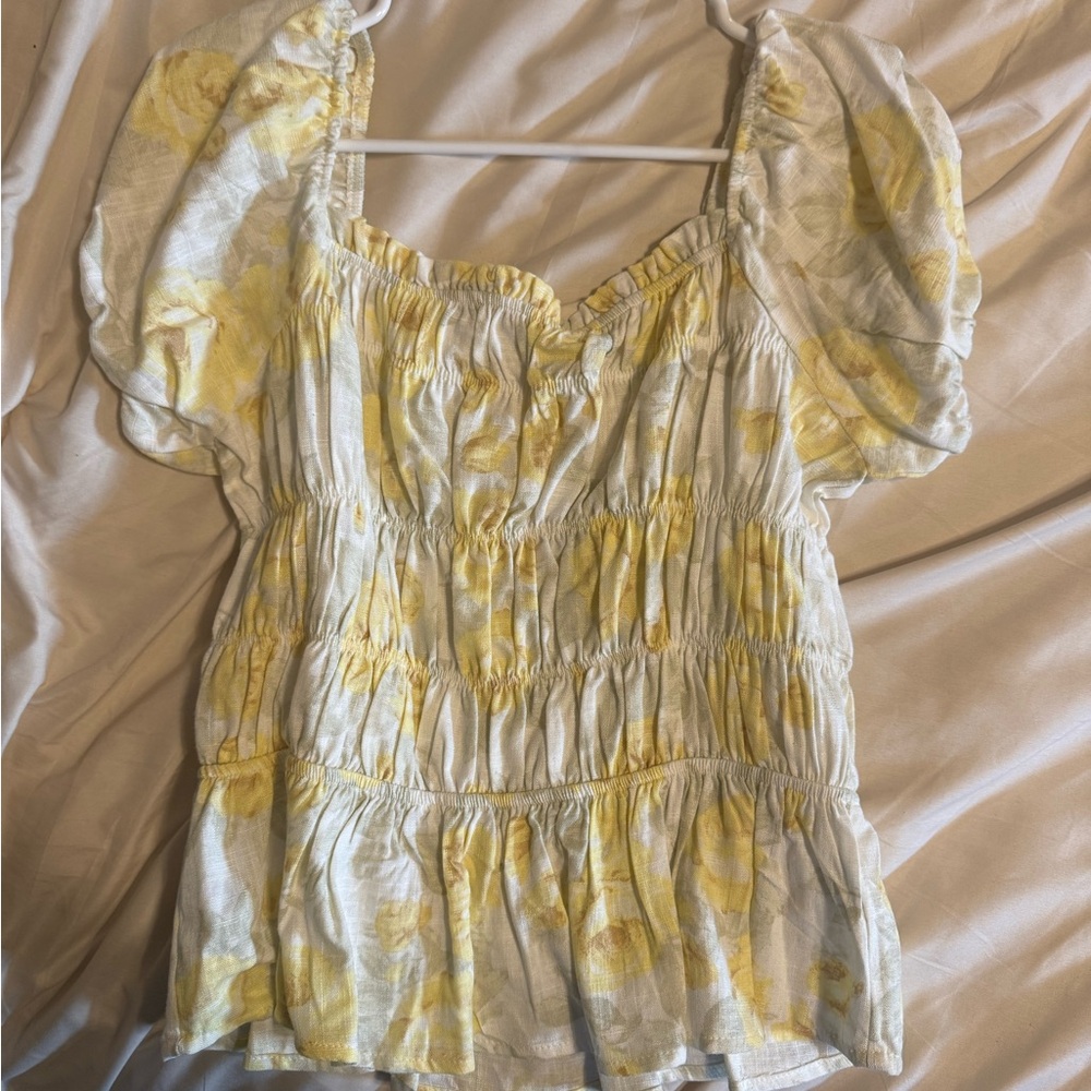 Monteau Yellow Floral Blouse